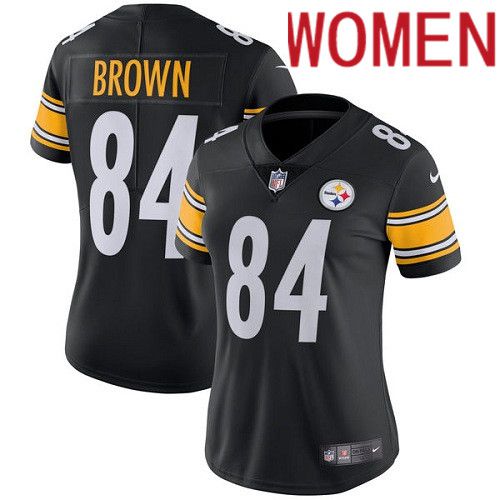 Women Pittsburgh Steelers #84 Antonio Brown Nike Black Vapor Limited NFL Jersey->women nfl jersey->Women Jersey